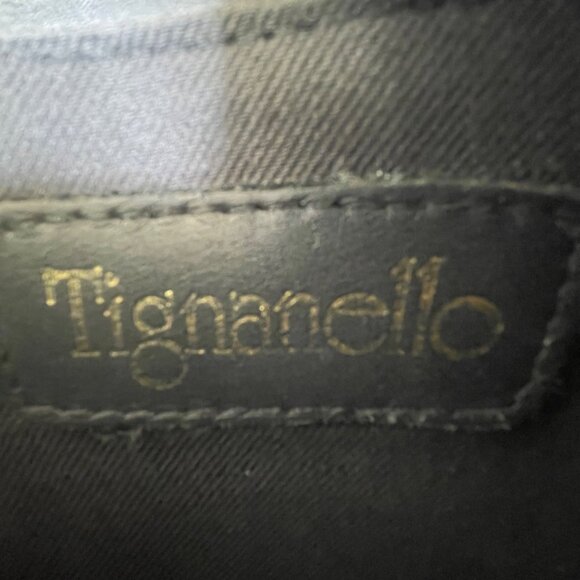 Tignanello Women’s Black Genuine Leather Adjustable Strap Gold Zip Crossbody Bag - Picture 9 of 15